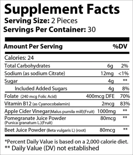 Apple Cider Vinegar Gummies – Natural Detox, Gut Health & Energy Boost with B12, Folate & Superfruits