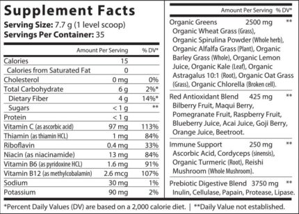 All – In/One Greens & Red SuperFood | Organic Daily Energy, Detox & Immune Boost Blend