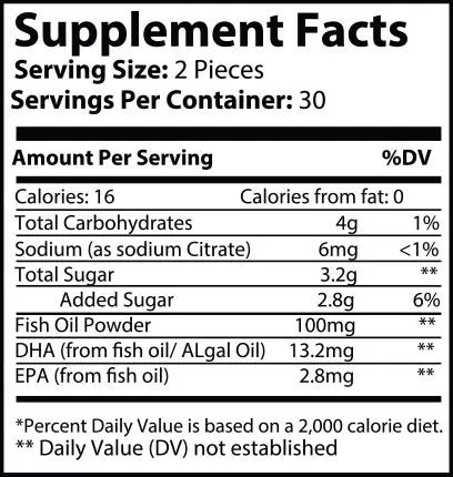 Omega 3 Gummies – Delicious Orange DHA & EPA for Brain, Heart & Eye Health No Fishy Aftertaste